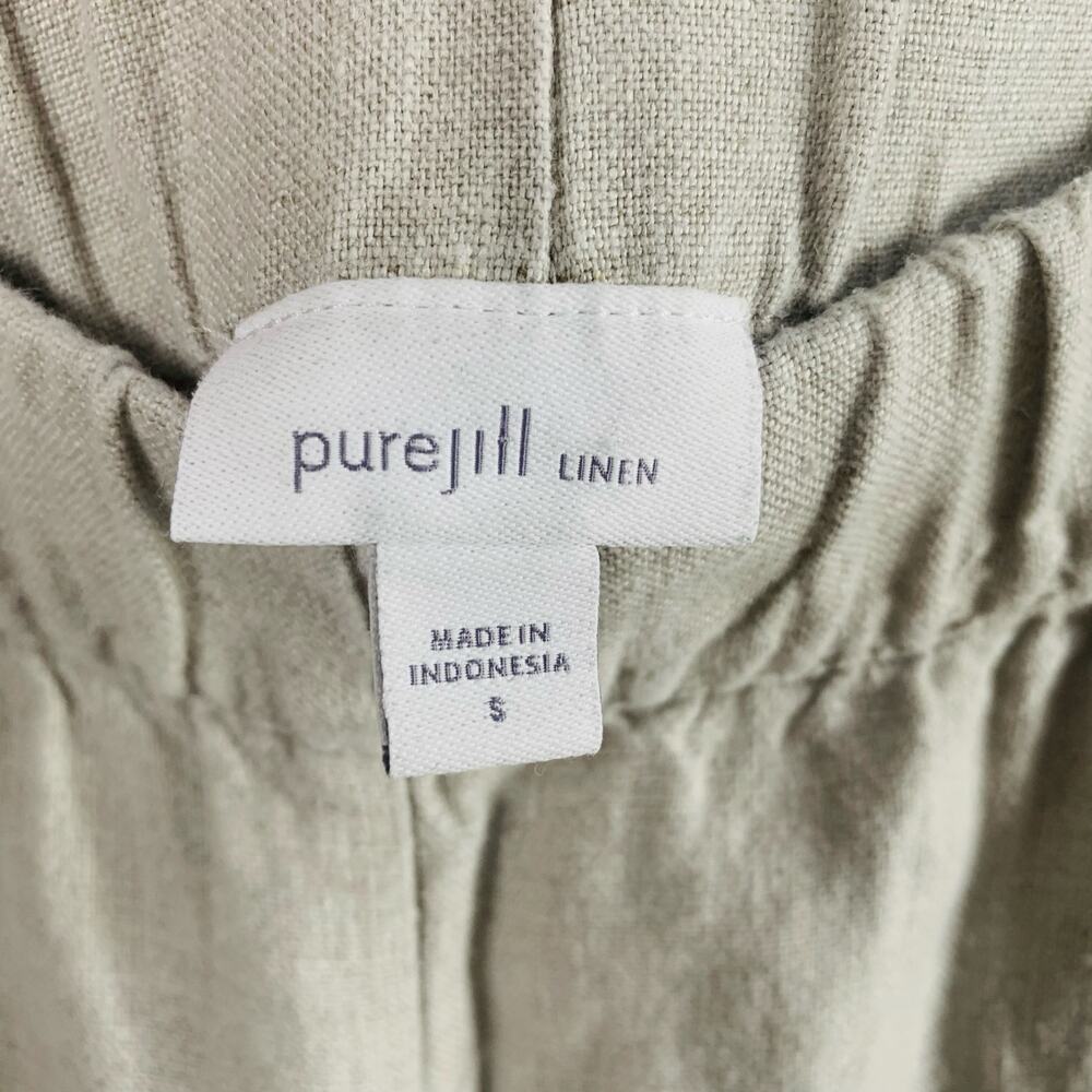 Pure Jill 100% Linen Pant Women Small Beige Pull On Elastic Waist Cropped Casual - Picture 5 of 6